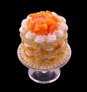 Peaches and cream gateau